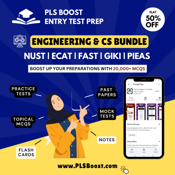 Engineering & CS (NUST, ECAT, FAST, PIEAS, COMSATS, GIKI, NTS) MCQs Bundle 2025